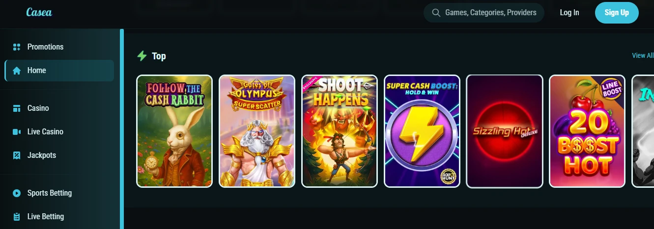 Casea Casino med populære spilleautomater