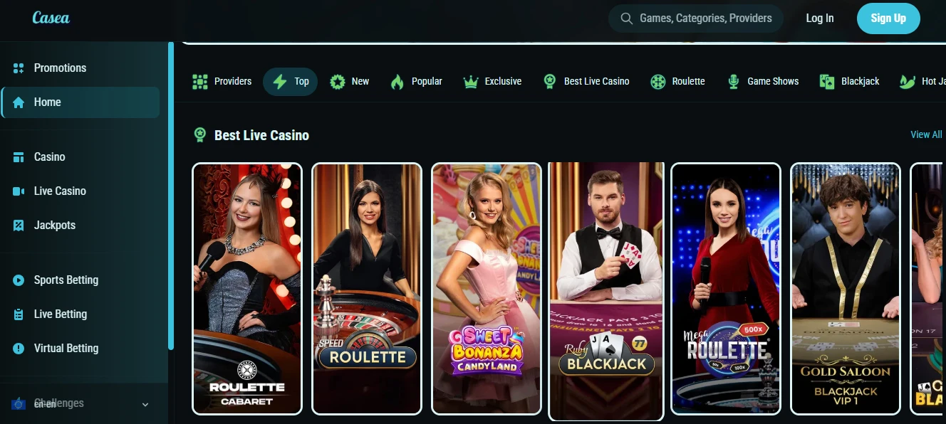 Casea Casino med live casino og bordspill