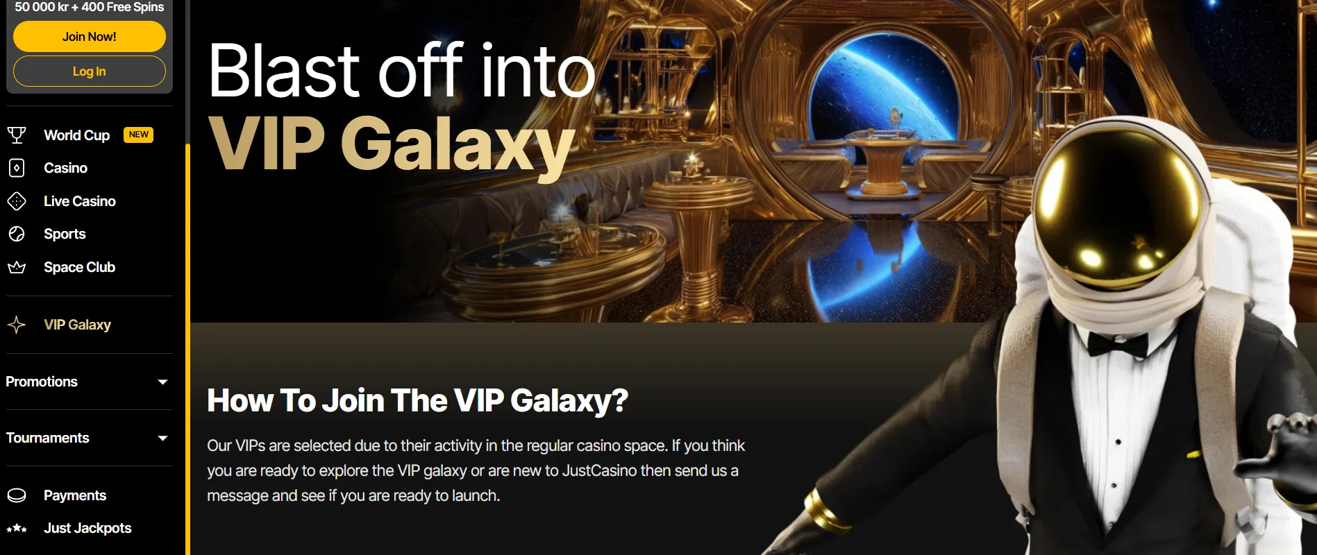 Just Casino med VIP Galaxy lojalitetsprogram