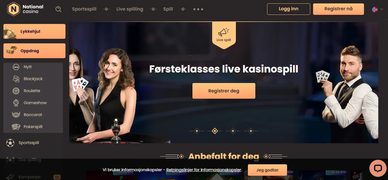 National Casino med eksklusive live casinospill