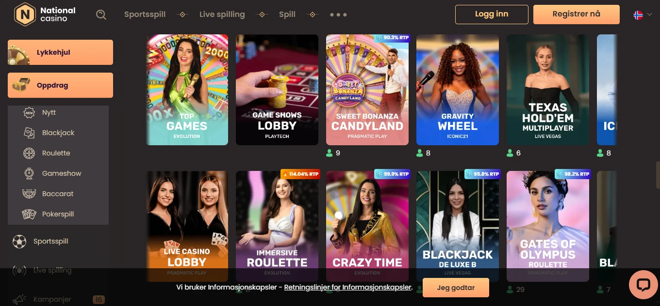 National Casino med live casino og bordspill