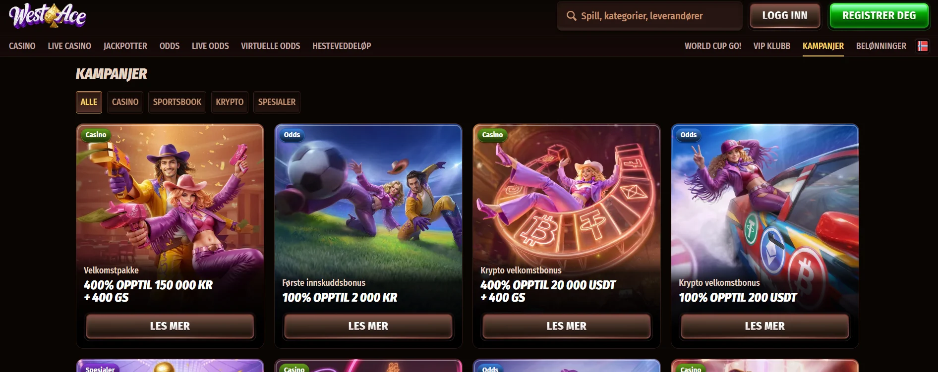 Westace Casino med kampanjer og gratisspinn